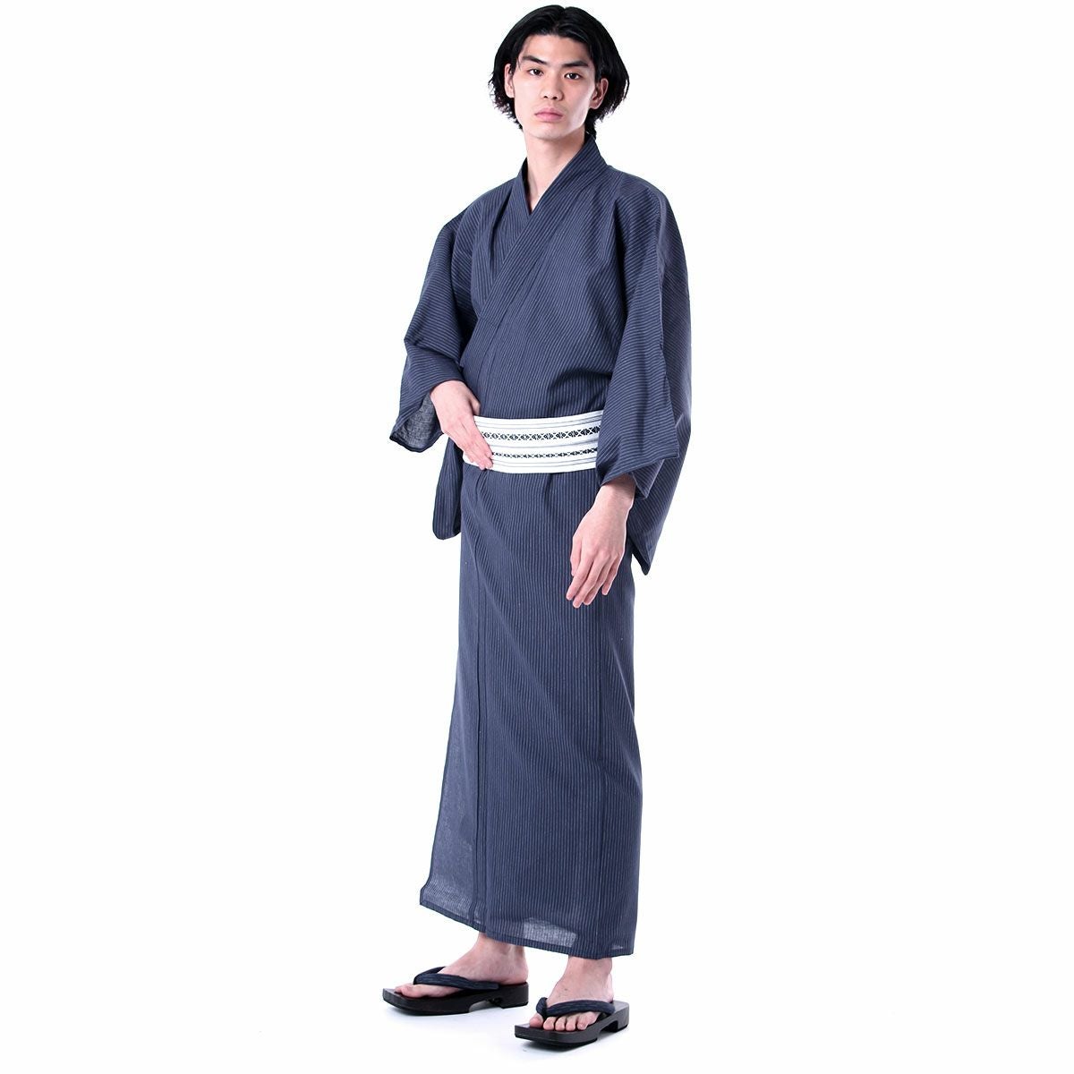 メンズ浴衣 濃紺縞 ネイビー