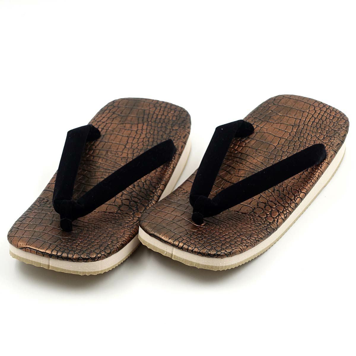 草履 ワニ革風 茶