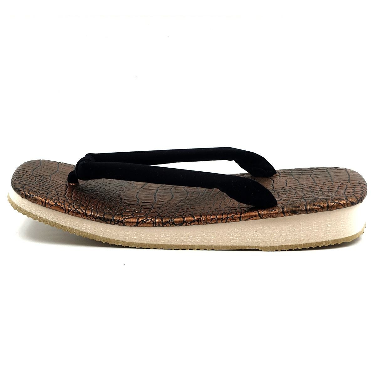 草履 ワニ革風 茶