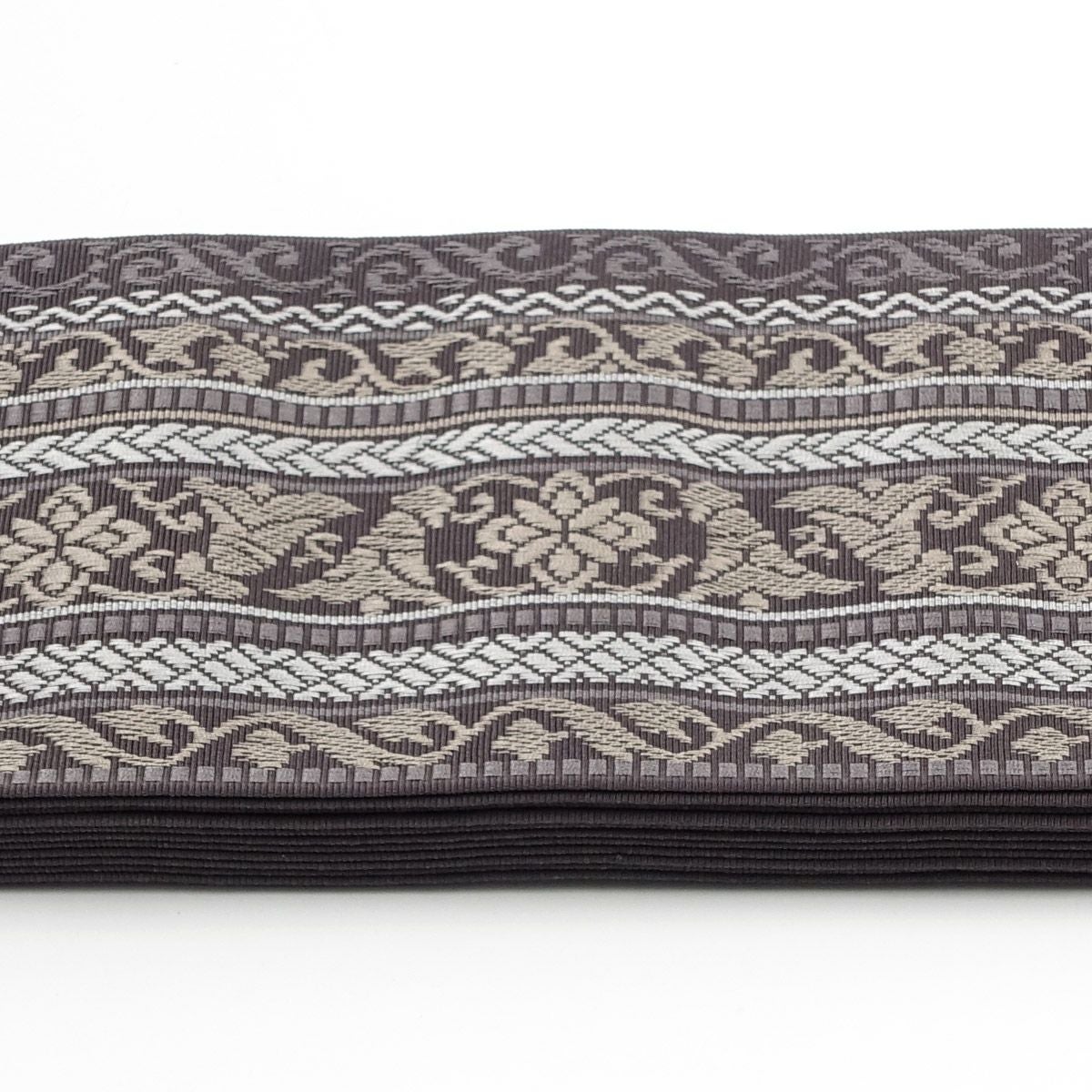 角帯 正絹 博多織物 武士 灰茶