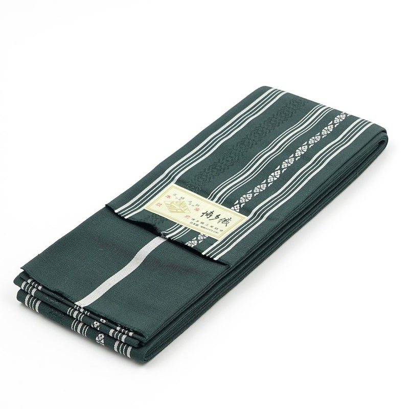 角帯 正絹 博多織物 献上 深緑
