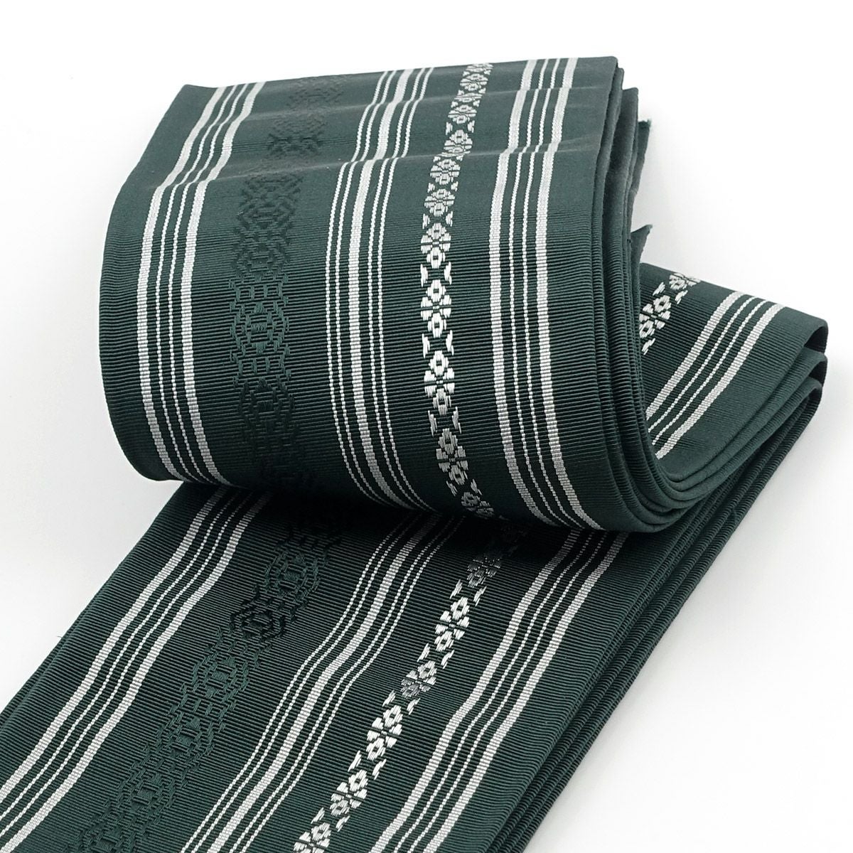 角帯 正絹 博多織物 献上 深緑
