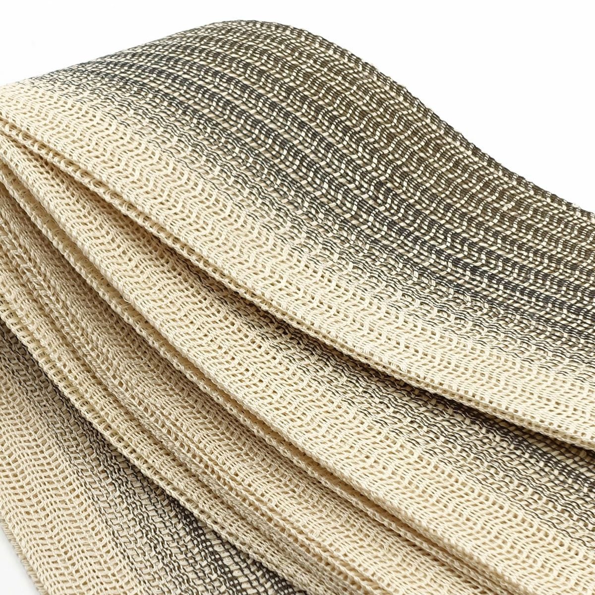 角帯 絹麻 手織り ぼかし 生成×黒