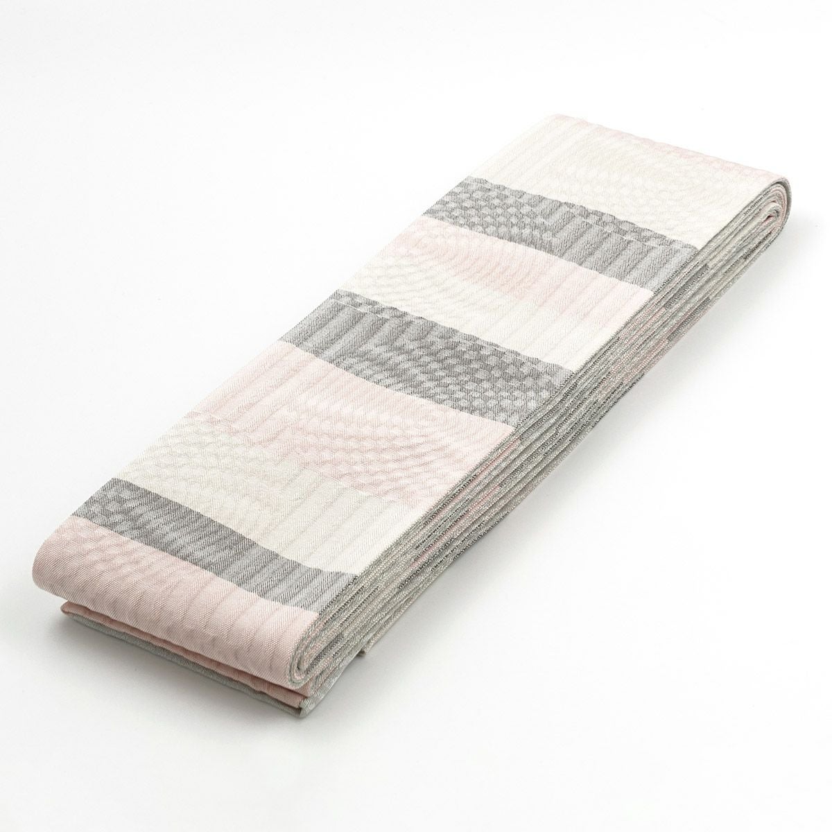 角帯 桐生織 縞 薄ピンク