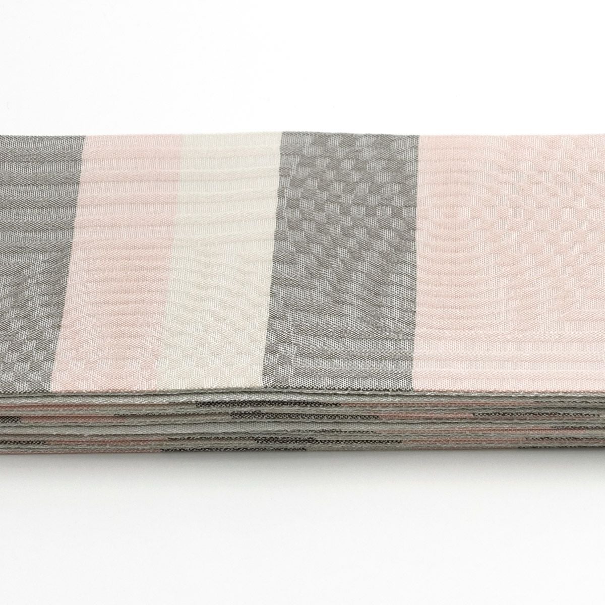 角帯 桐生織 縞 薄ピンク