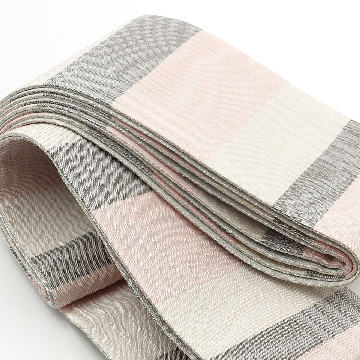 角帯 桐生織 縞 薄ピンク