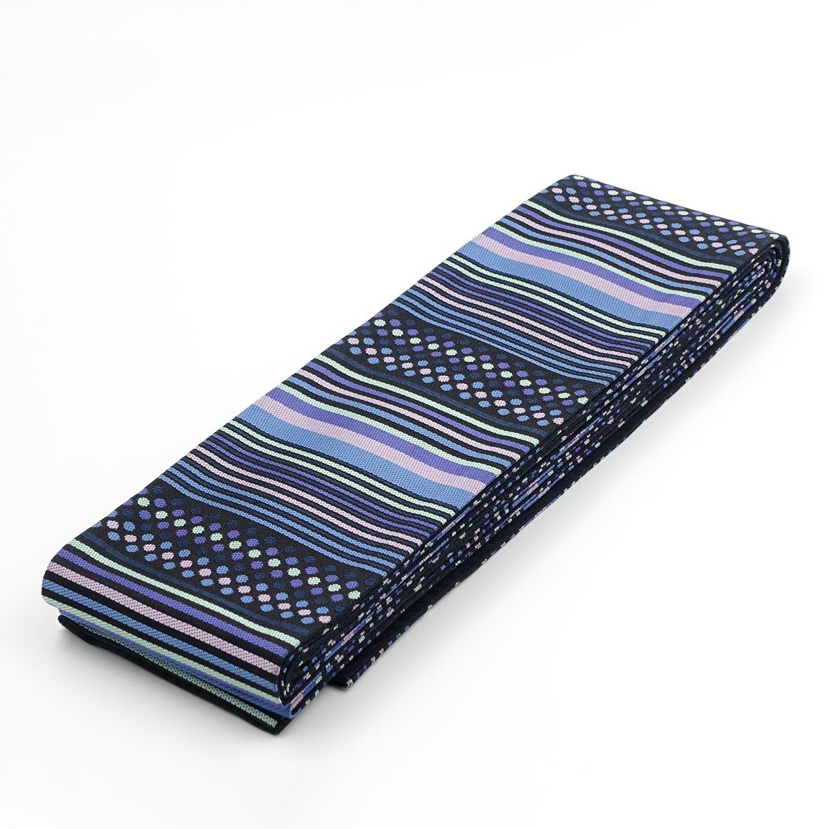 角帯 桐生織 縞 丸 青系