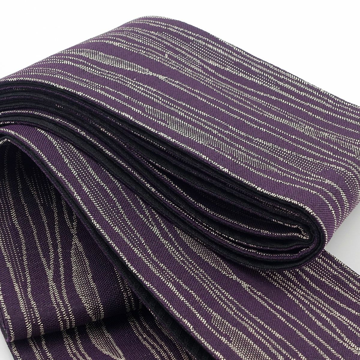 角帯 桐生織 よろけ縞 紫×黒