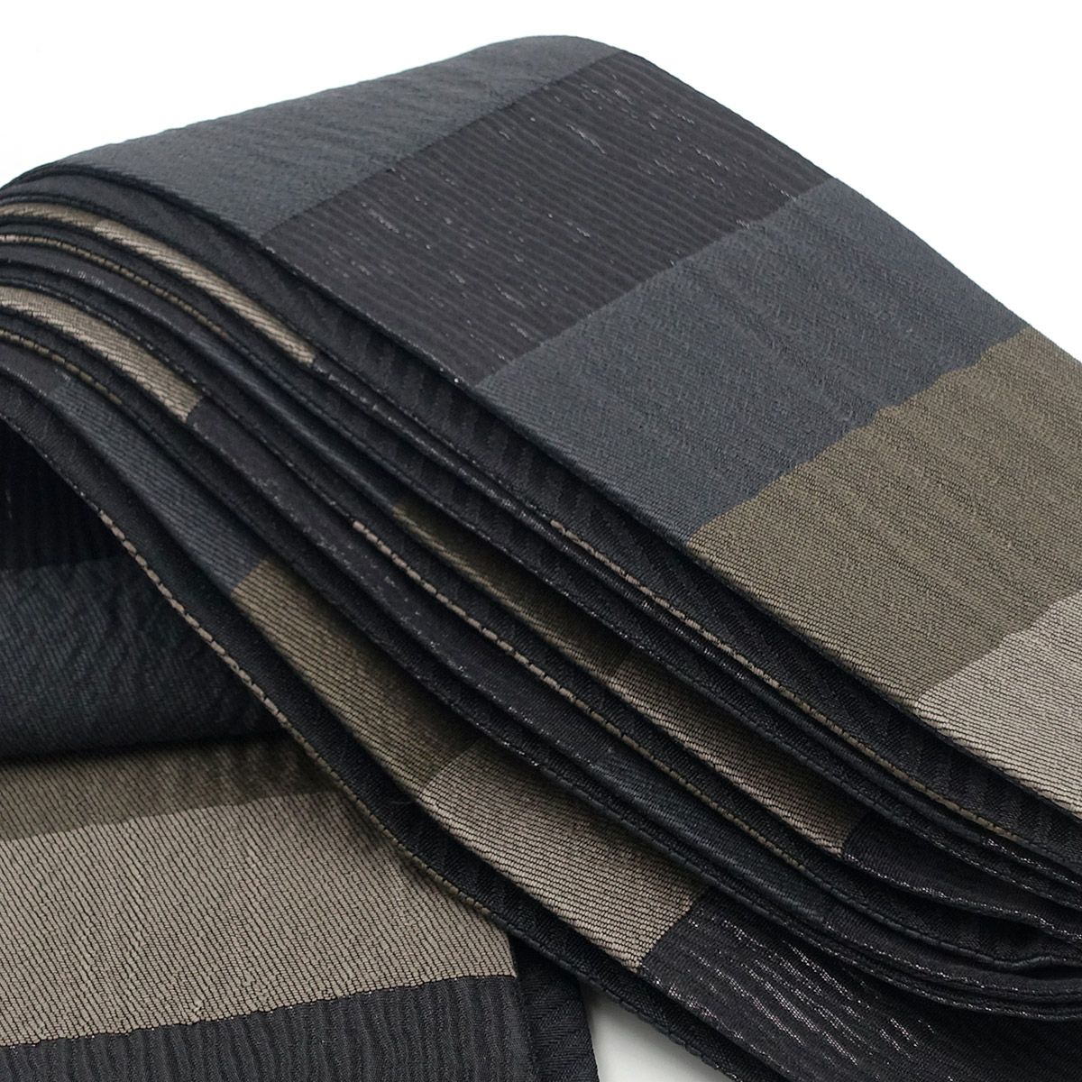 角帯 桐生織 縞 茶×黒