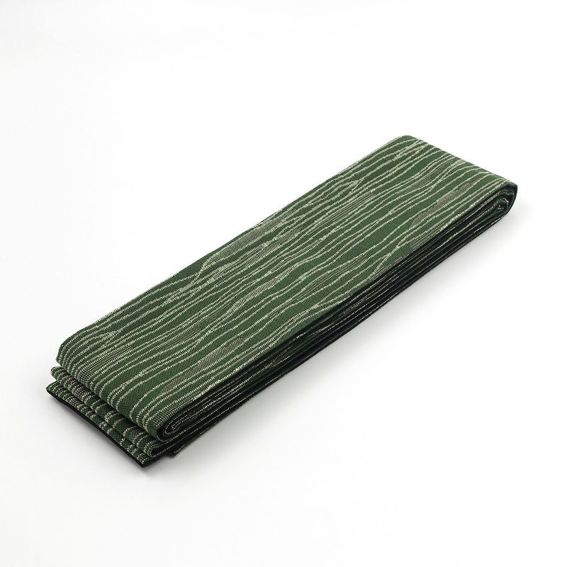 角帯 桐生織 よろけ縞 抹茶