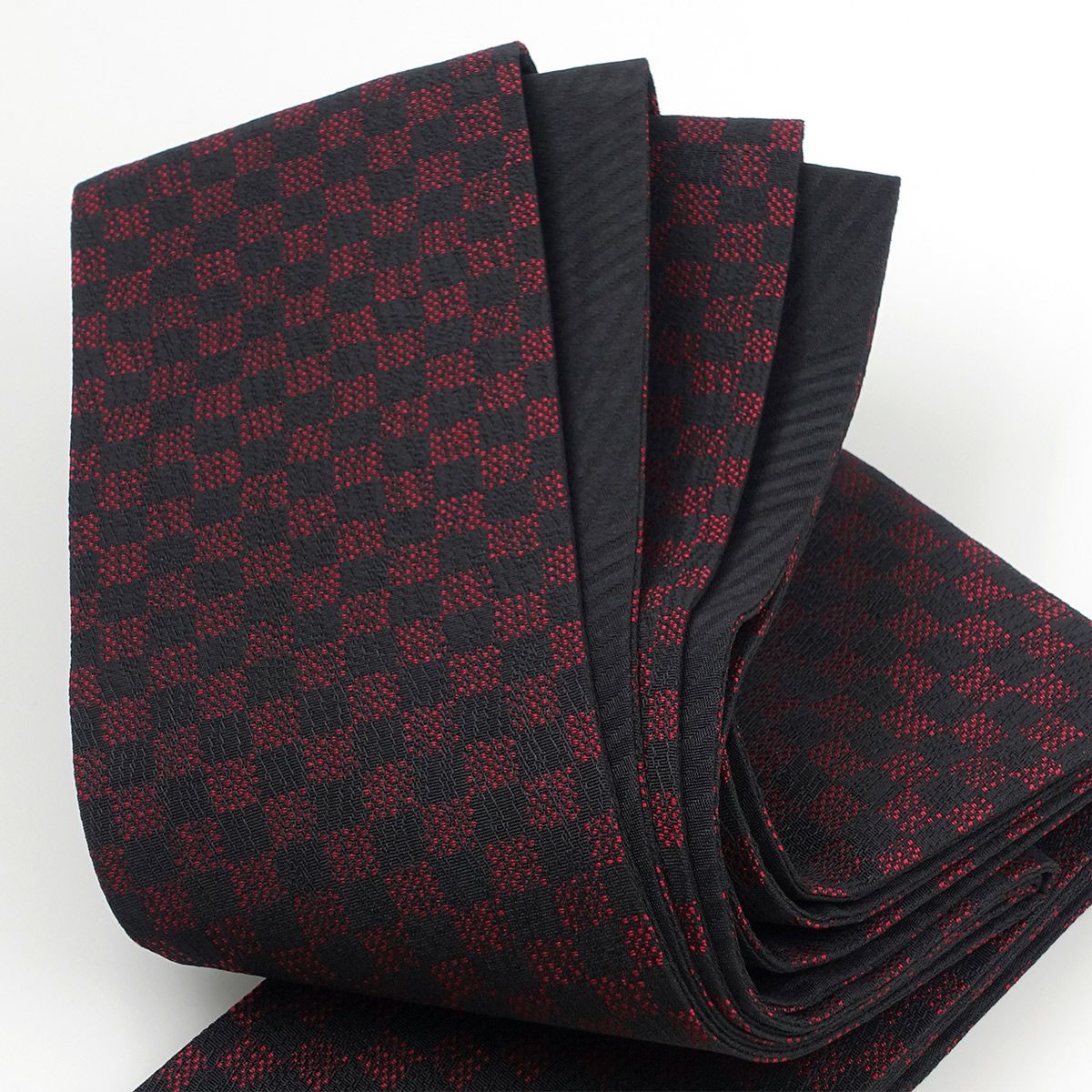 角帯 桐生織 市松 赤