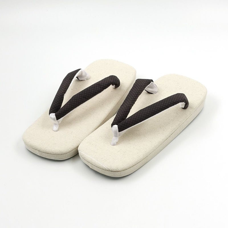 草履 亜麻 生成 茶鼻緒 L 25cm～26.5cm位まで対応