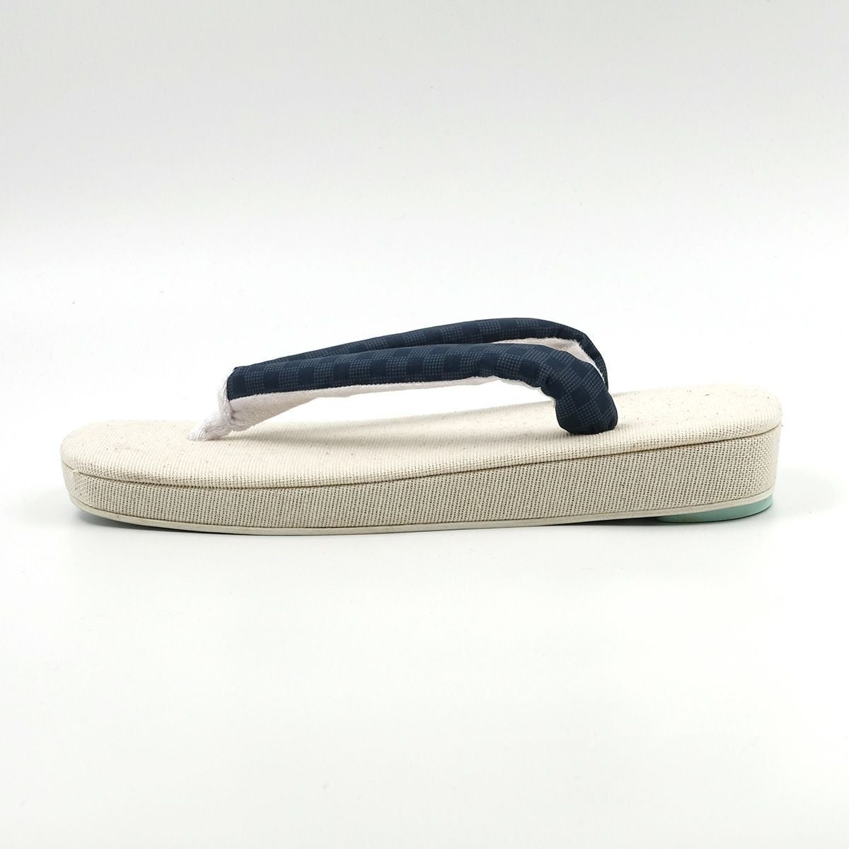 草履 亜麻 生成 紺鼻緒 L 25cm～26.5cm位まで対応