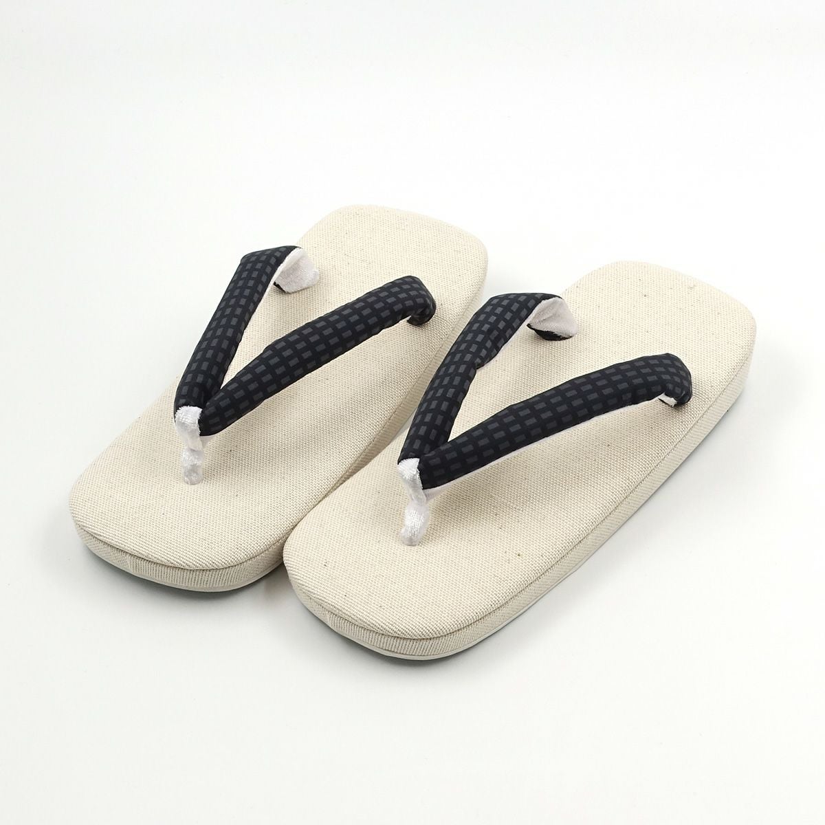 草履 亜麻 生成 グレー鼻緒 L 25cm～26.5cm位まで対応