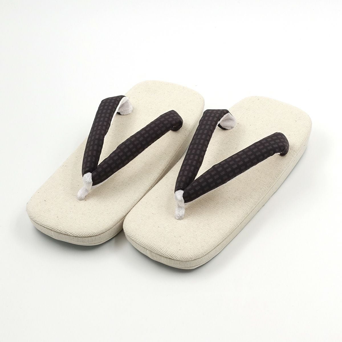 草履 亜麻 生成 茶鼻緒 L 25cm～26.5cm位まで対応