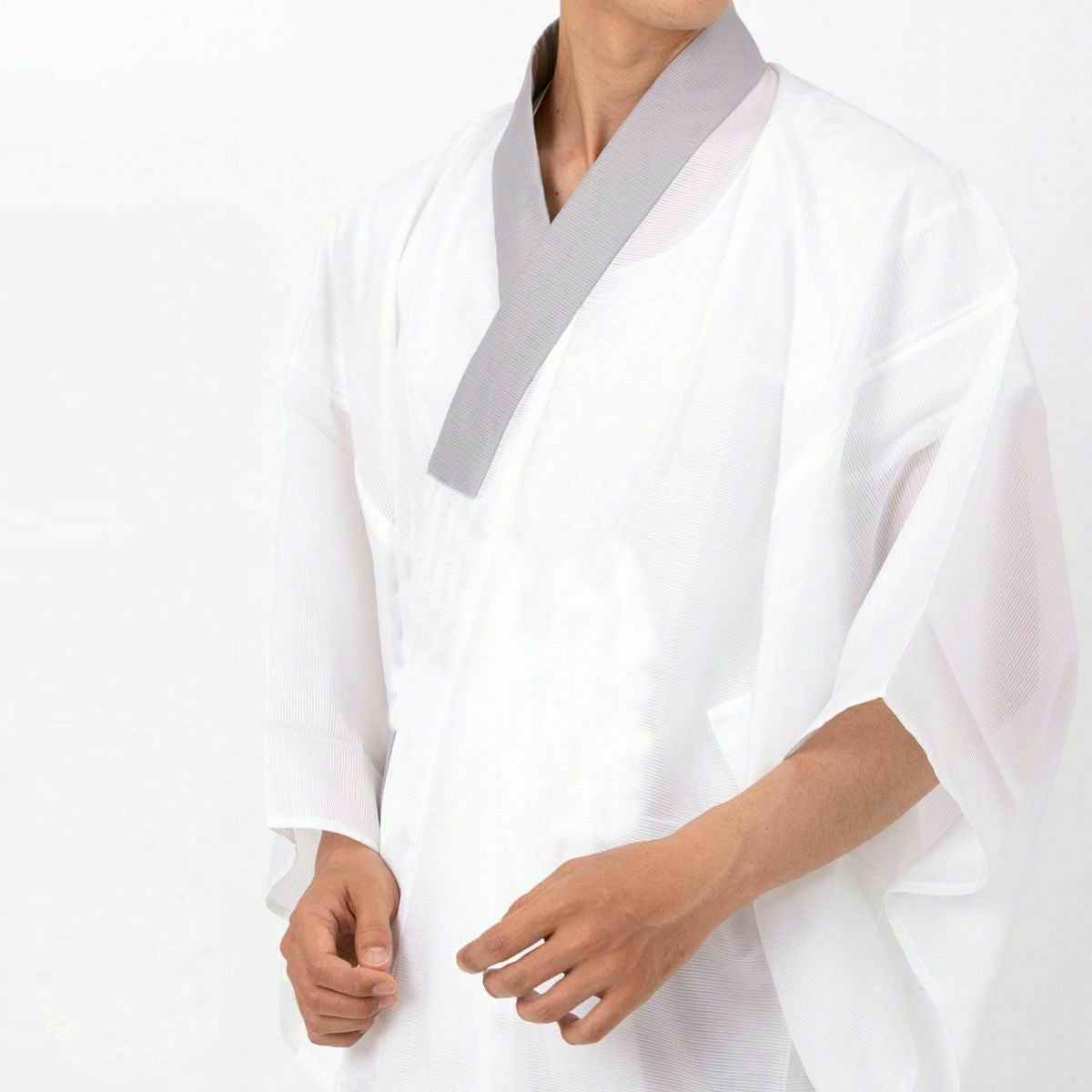 長襦袢 男物 洗える 夏用 駒絽 グレー衿 M〜LL