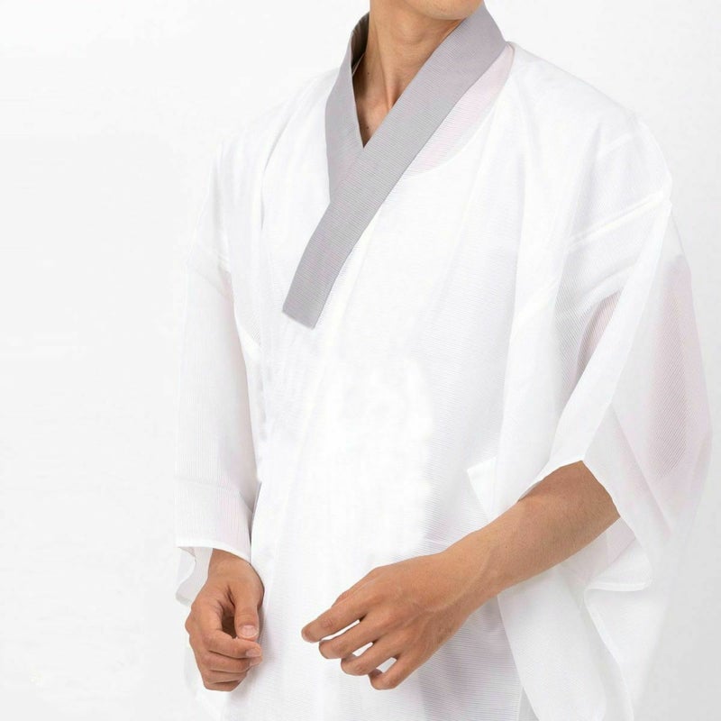 長襦袢 男物 洗える 夏用 駒絽 グレー衿 M〜LL