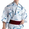 メンズ浴衣 古典柄 墨流し ブルーグレー