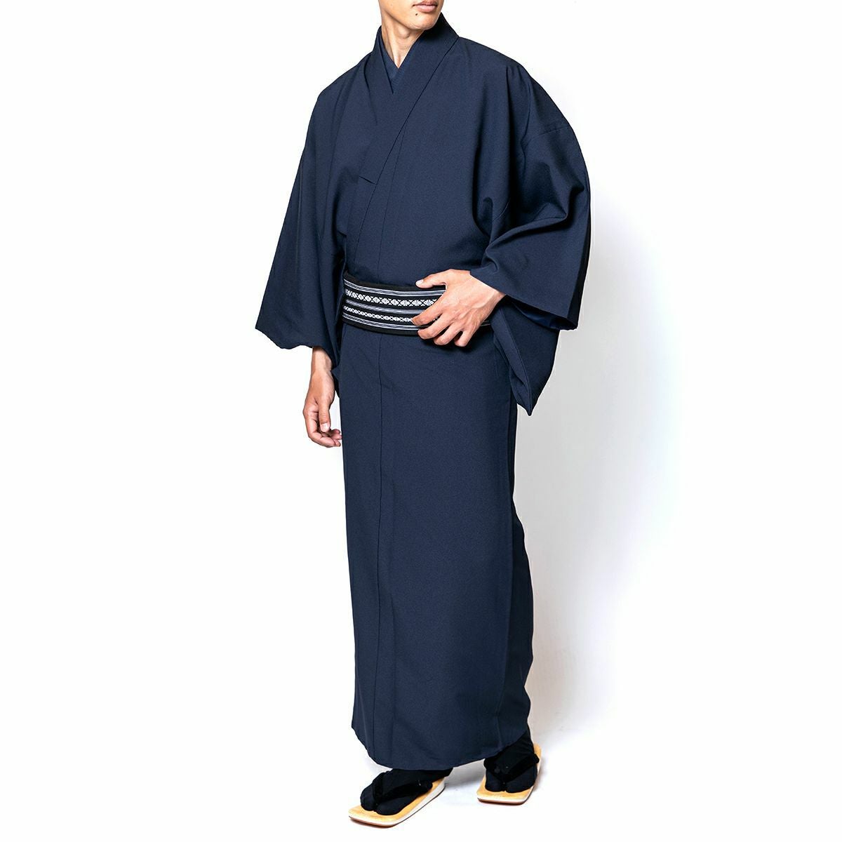 着流しお出かけセット 洗える着物 濃紺