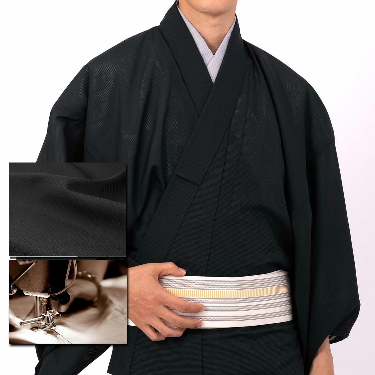 夏着物 洗える 東レシルック 単衣 駒絽 グレー | 男着物の加藤商店《公式》