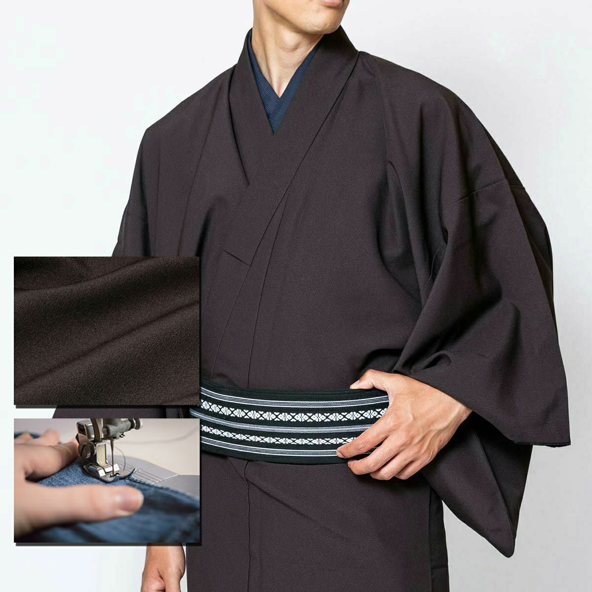 色紋付 ちりめん 洗える着物