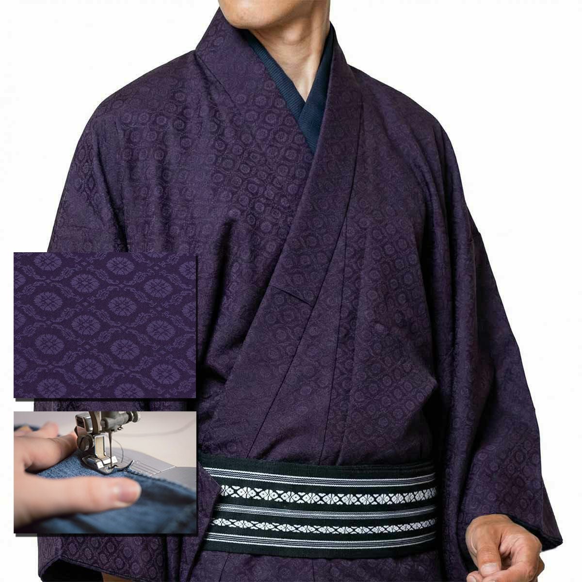 仕立てオーダー着物(もしくは羽織) 洗える着物 江戸小紋 鮫小紋 紫 S