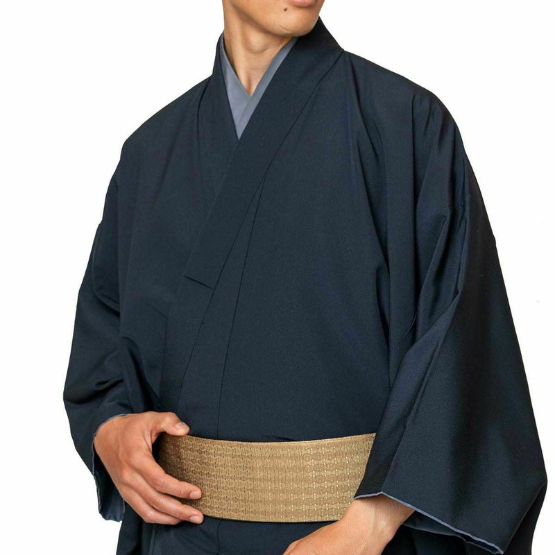 東レシルック ちりめん 袷 紺