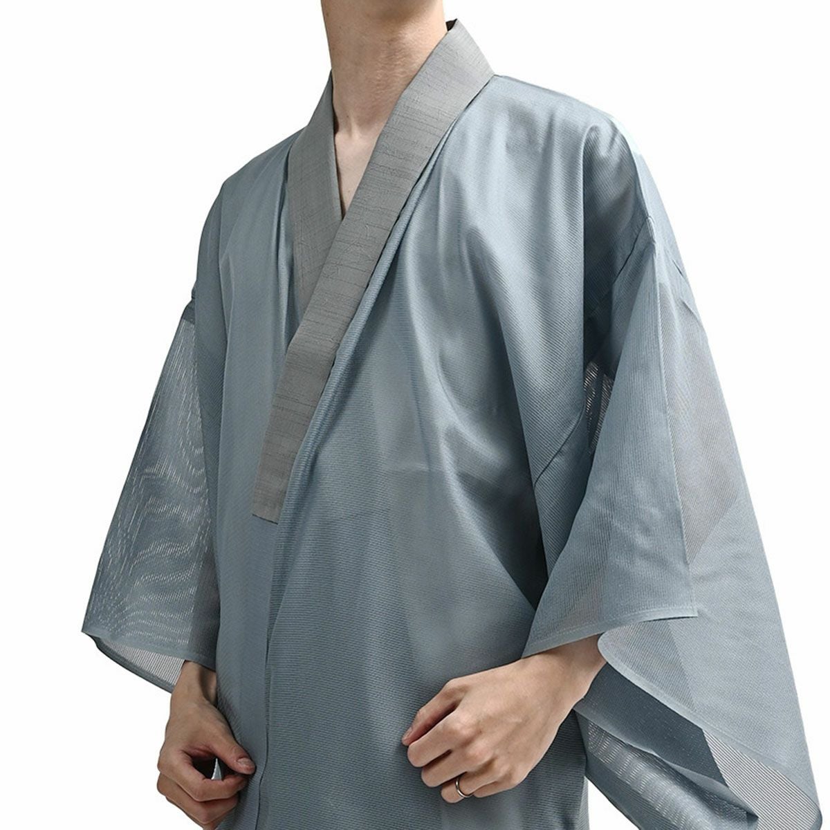 長襦袢 洗える 夏用 ベンベルグ 壁絽 グレー 170cm～180cm前後対応 M
