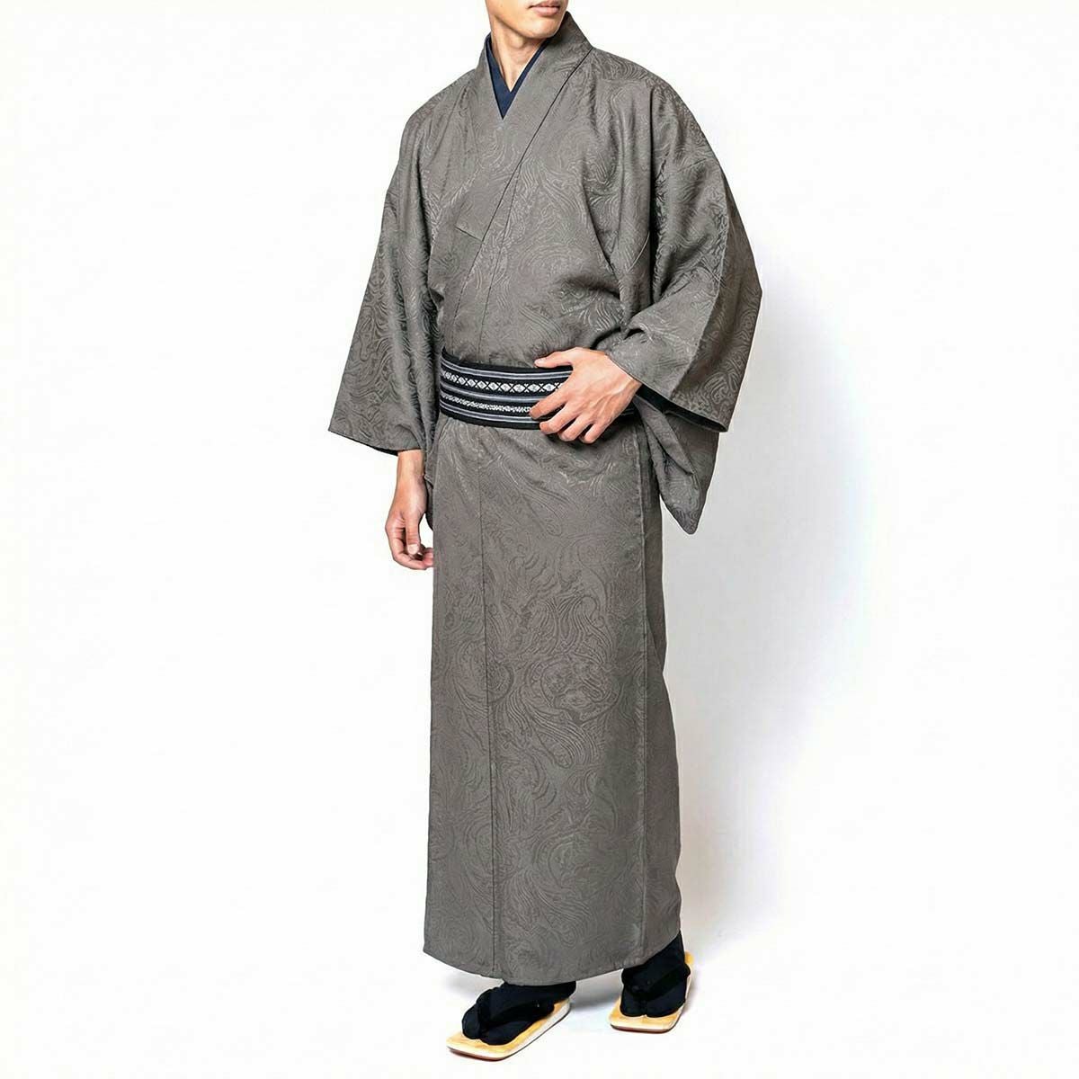 男着物 単衣 小紋 ペイズリー