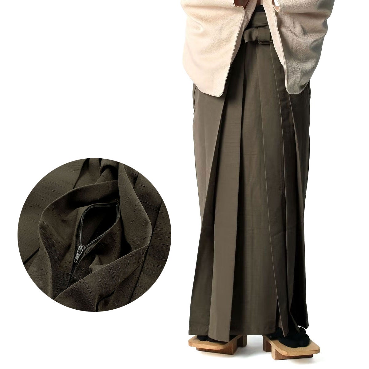 馬乗り袴 無地 紬 黒紺