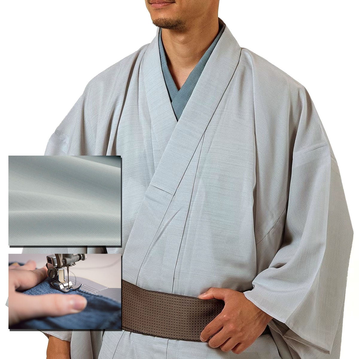 夏羽織 洗える 単衣 紗 グレー M～LL