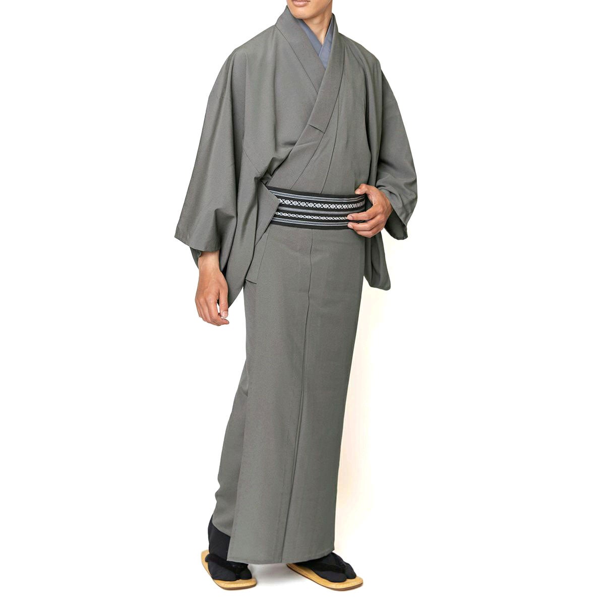 男着物 洗える 東レシルック ちりめん 単衣