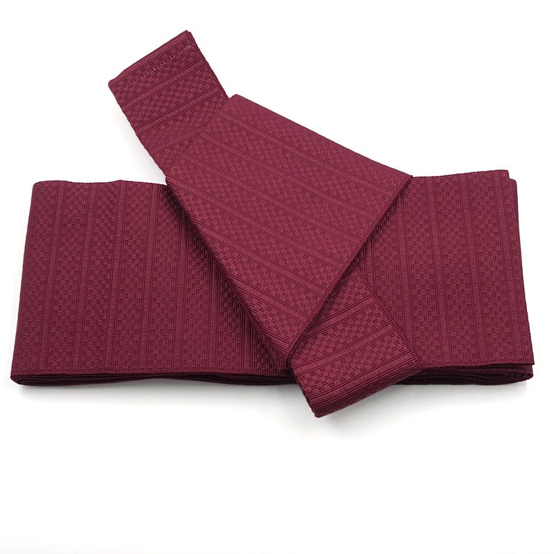作り帯 ワンタッチ帯 結び帯 ドビー織 ワインレッド