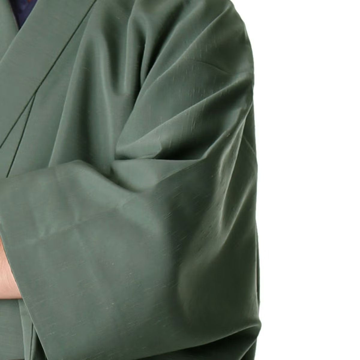 男着物 大きい 洗える着物 紬 袷 青磁色