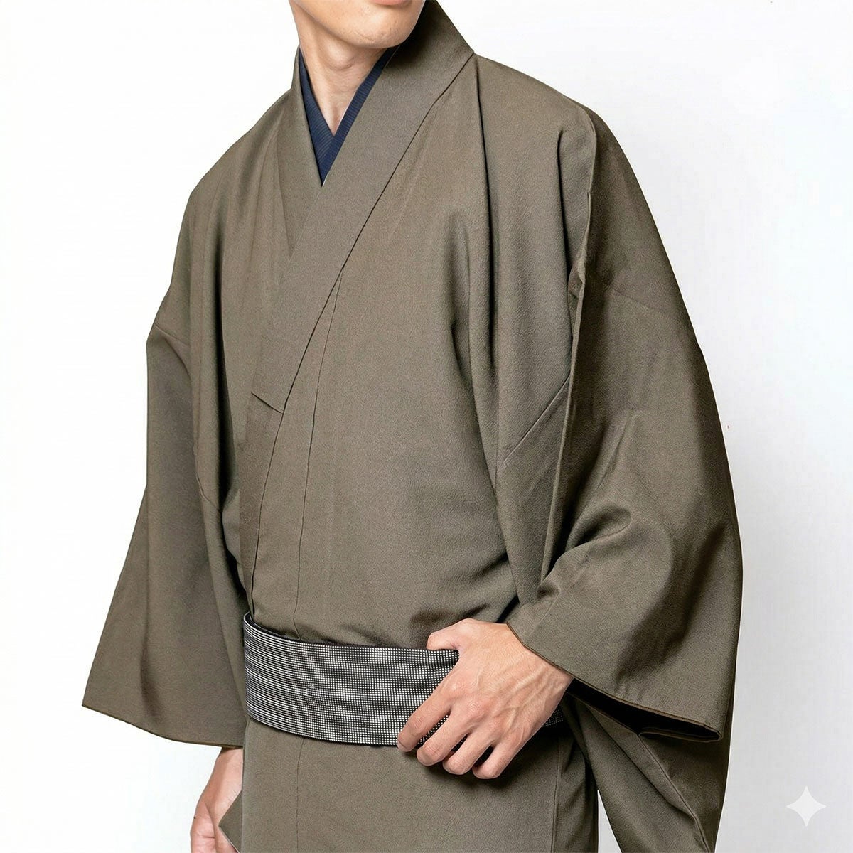 角帯 麻 無地 グレー