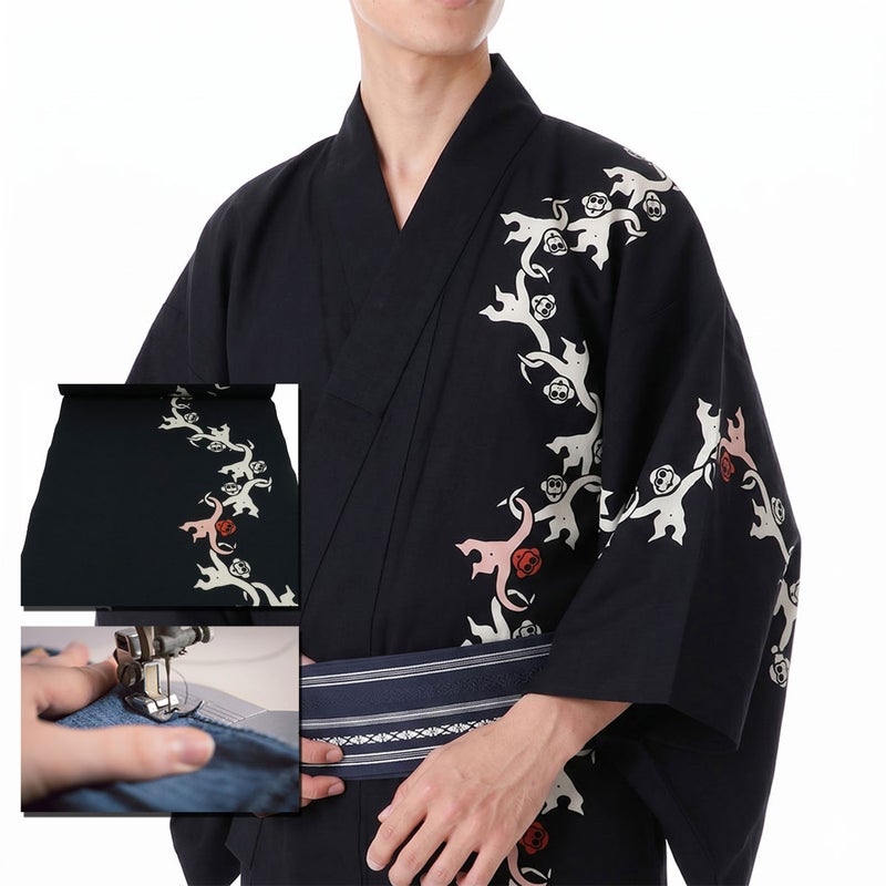 メンズ浴衣 仕立て代込 東京本染 猿 手作業 綿 伝統工芸 職人 オーダーメイド 誂え 男性 メンズ 夏 祭 花火大会
