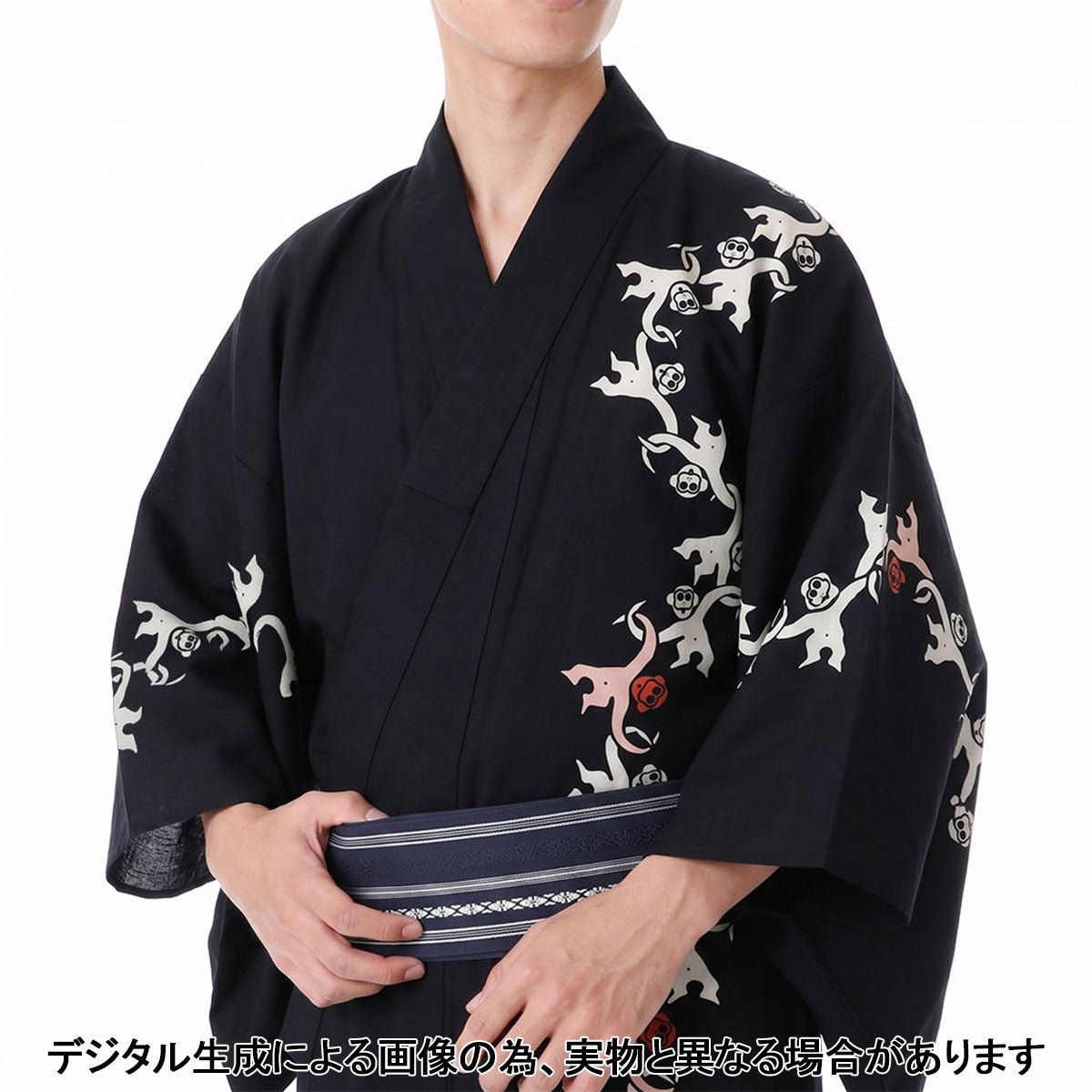 メンズ浴衣 仕立て代込 東京本染 猿 手作業 綿 伝統工芸 職人 オーダーメイド 誂え 男性 メンズ 夏 祭 花火大会