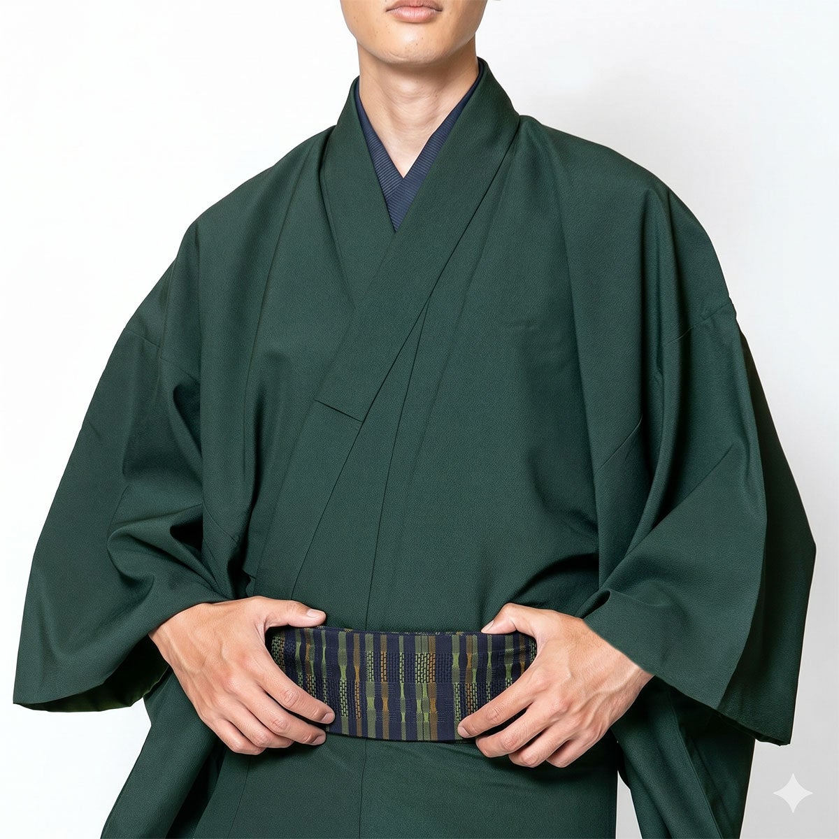 角帯 桐生織 緑