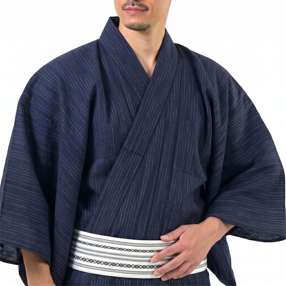 浴衣メンズ 男浴衣 しじら 紺 綿麻