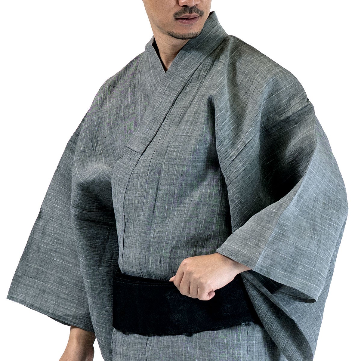 浴衣メンズ 夏着物 近江ちぢみ グレー 麻