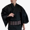 浴衣メンズ 夏着物 大きい 近江ちぢみ 黒 麻