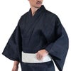 浴衣メンズ 夏着物 大きい 近江ちぢみ 濃紺 麻