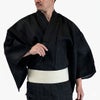 浴衣メンズ 夏着物 大きい 近江ちぢみ 黒 麻