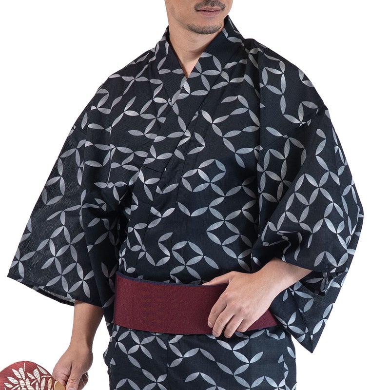 浴衣メンズ 男浴衣 古典柄 綿 黒