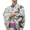 男着物 夏着物 単衣 紗 オフホワイト