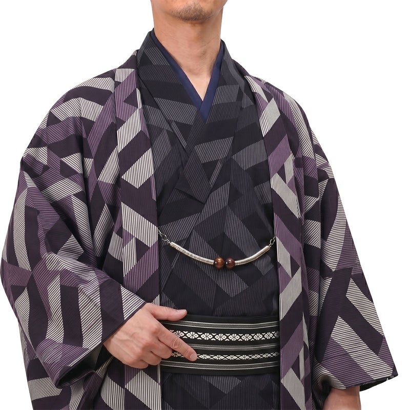 夏羽織 洗える 単衣 小紋 紗 紫