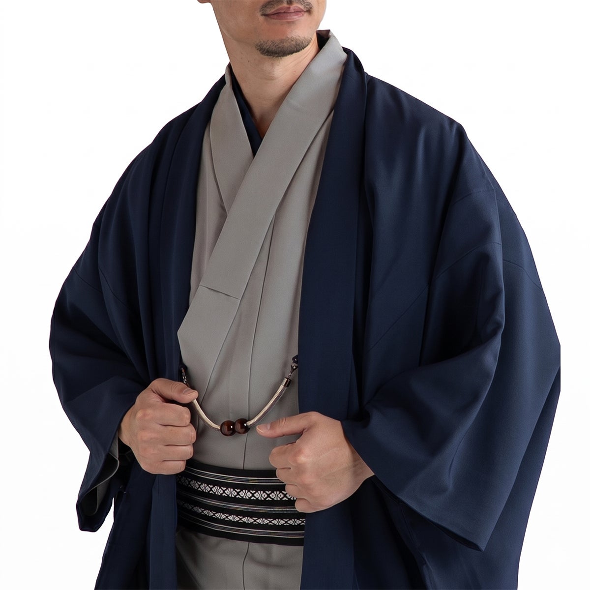 男着物　オーダー 正絹 お召 濃紺