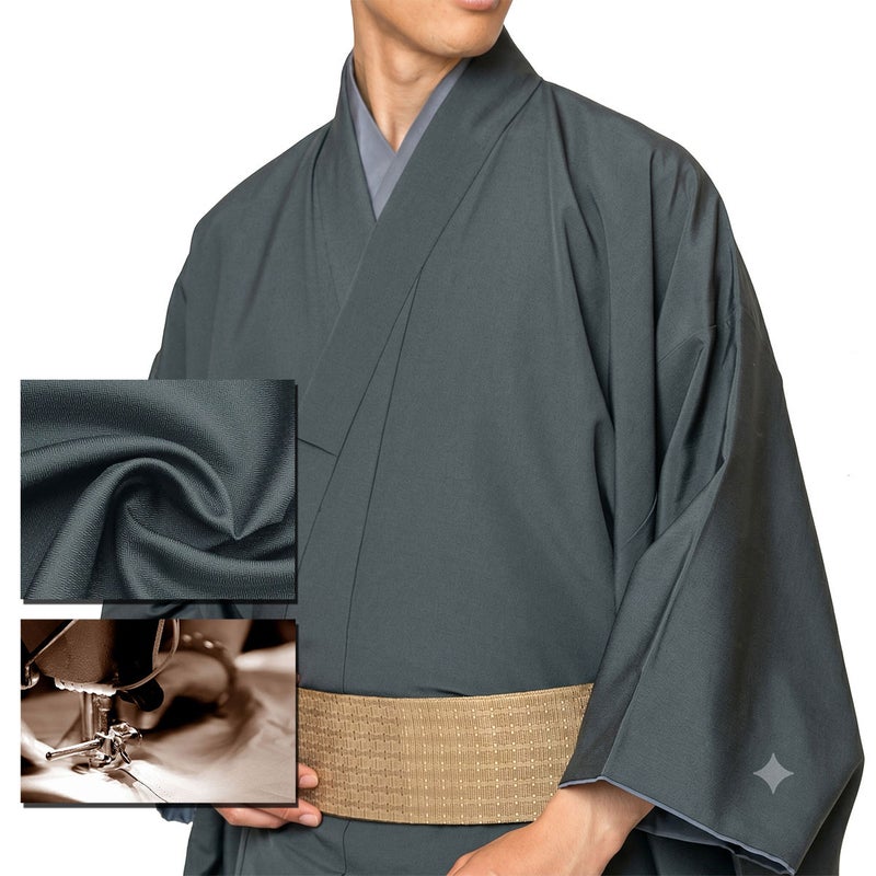 男着物　オーダー 正絹 お召 グレー