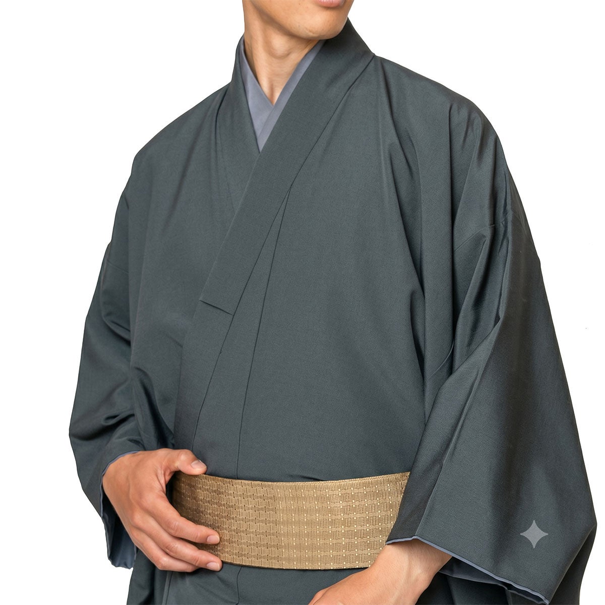 男着物　オーダー 正絹 お召 グレー