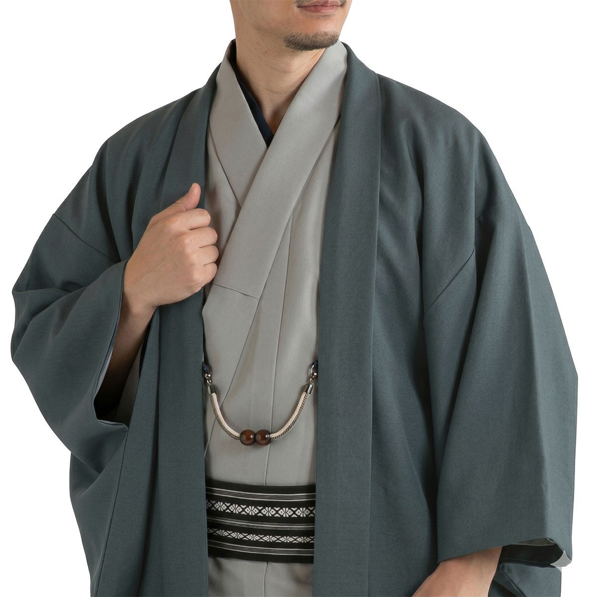 男着物　オーダー 正絹 お召 グレー